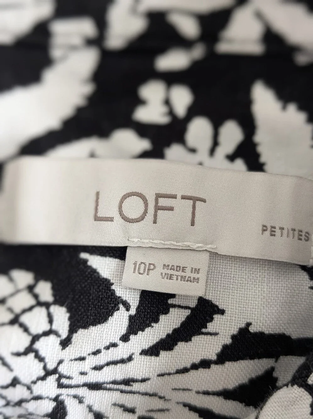 LOFT Linen Blend Maxi Shirt Dress Black & White Pineapple Sz 10 P Long Sleeve